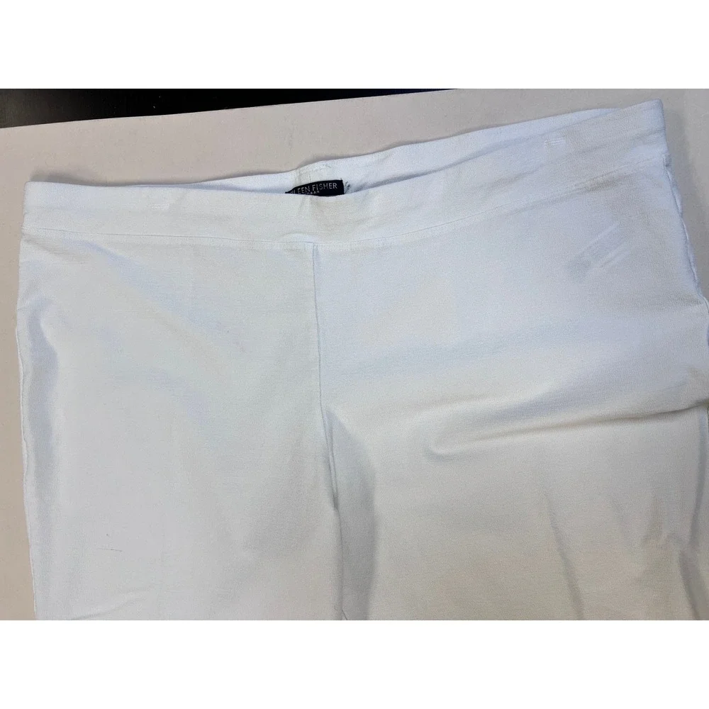Eileen Fisher Crepe Pants Women XL White Good Stretch Pull On Straight Leg